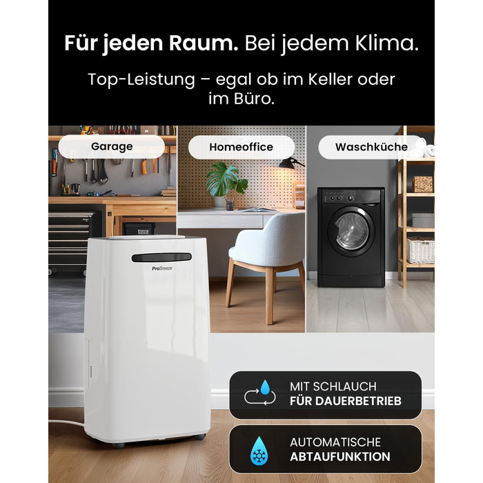 Про Breeze - Вологопоглинач повітря 25л/добу, 30 м², 4 режими, Wi-Fi, таймер, сушка білизни, захист від вологи та плісняви