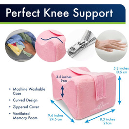 Ортопедична подушка під коліно з Memory Foam - для болю в спині, ішіасу та сну на боці. З інструкцією від лікарів. Білий (Рожевий, Regular)