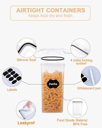 Набір контейнерів для зберігання Heucheey 25 шт. - Органайзер для кухні, контейнери для продуктів з кришкою, ємності для зберігання, мірна ложка, маркер, наклейки, щітка-губка