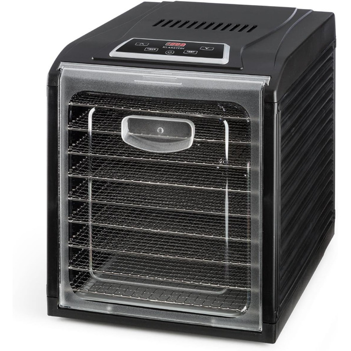 Сушарка для продуктів Klarstein Dörrautomat: 9 ярусів, 700 Вт, з нержавіючої сталі, сенсорне управління, чорний колір