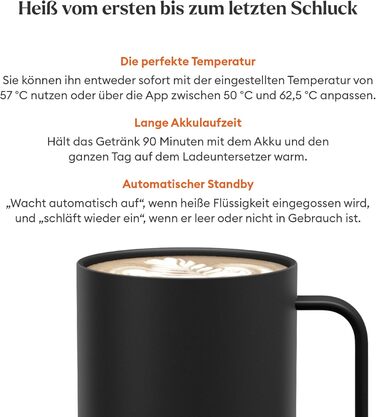 Розумний термокружка Ember Smart Mug 2, 295 мл, чорний: регулювання температури через додаток, LED дисплей, акумулятор, покращений дизайн