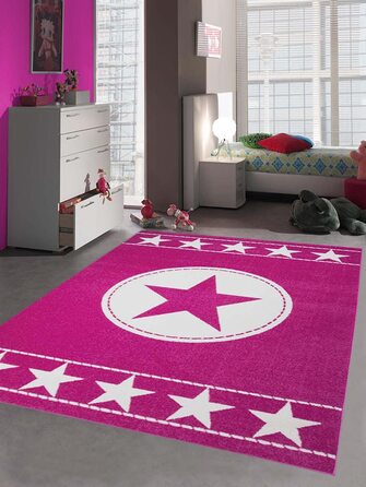 Дитячий килим мрії, ігровий килим, килим для дитячої кімнати, килим кольору зірки, рожевий кремовий килим (140x200 см)