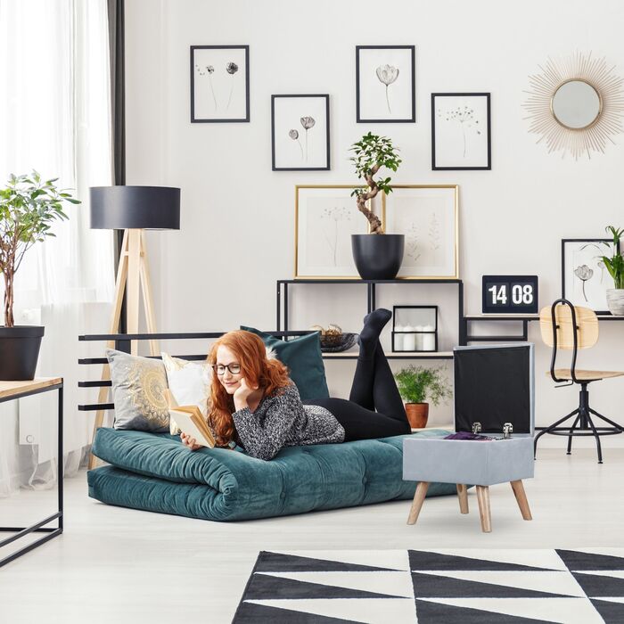 Relaxdays М'який пуф з місцем для зберігання