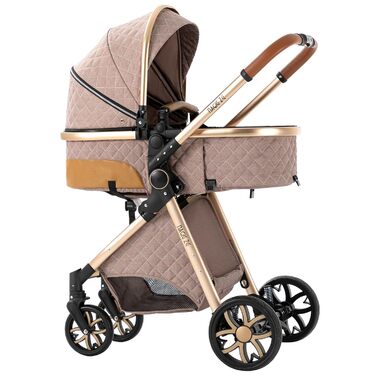 Дитяча коляска MoLi 3 в 1 з поворотним сидінням, велика люлька, алюмінієвий каркас, складна конструкція, модель V9 Khaki