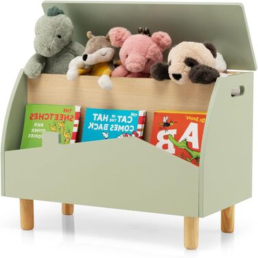 Дитяча полиця SOARS 2 в 1 для книг та іграшок з ящиком, білий та зелений, 60 x 30 x 44 см