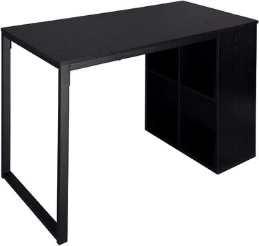 Письмовий стіл TSG26hei, 4 полиці, сталевий каркас, 120x60x75см, дерево, чорний