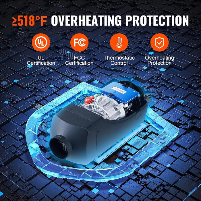 Дизельний повітряний опалювач VEVOR 2kW 12/24V з LCD-дисплеєм та пультом керування для авто, фургонів, автобусів