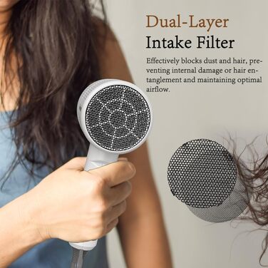 Компактний іонізуючий фен для волосся 2000W, складаний дорожній фен з дифузором та стилізуючою насадкою, швидке сушіння, білий