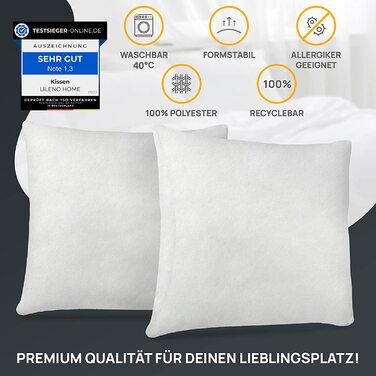 Набір з 4-х подушок з наповнювачем 55x55 см - внутрішня подушка для алергіків, яку можна прати при 40C - поліефірна набивка для кушетки, дивана, коктейля та подушки