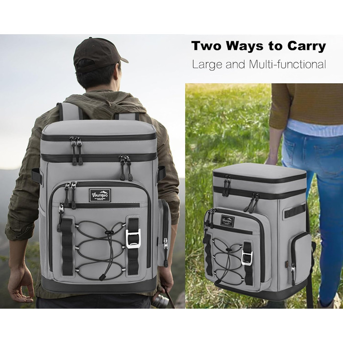Рюкзак-холодильник 30L, водовідштовхуючий, для пікніків, пляжу, кемпінгу, відпочинку на природі (зелений/сірий)