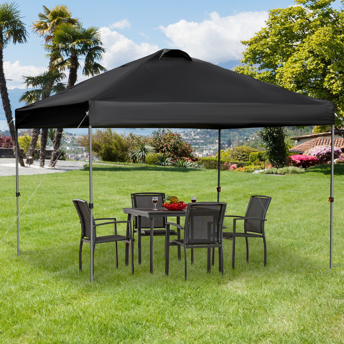 Альтанка Outsunny Garden 2,95x2,95 м Розкладна альтанка з кілочками та мотузками з тканини Oxford Захист від ультрафіолету Чорний