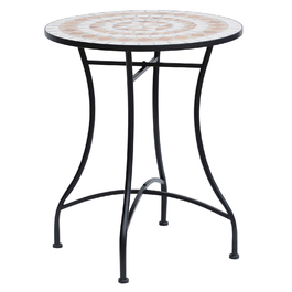 Мозаїчний стіл Outsunny Garden Table круглий Ø60 см, Балконний стіл Журнальний столик зі сталі та кераміки в помаранчевому та білому кольорах, висота 71 см для саду та балкона