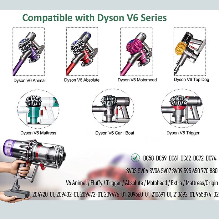 Змінна літій-іонна батарея 21,6 В 8000 мАг для ручного пилососа Dyson V6 DC59 DC62 DC58 DC61 DC72