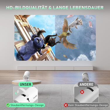 XuanPad Проектор з WiFi та Bluetooth, 30000L, 1080P, Автофокус AI, Поворотний на 210°, Автоматична корекція Keystone, Система видалення пилу та охолодження, Сертифікований Netflix