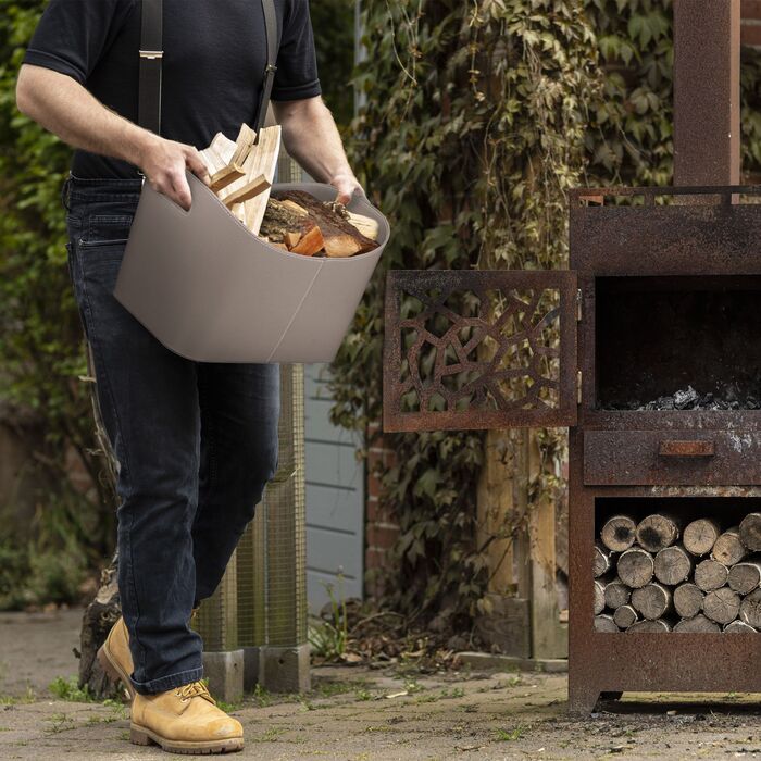 Кошик для дров Relaxdays сірого кольору з штучної шкіри