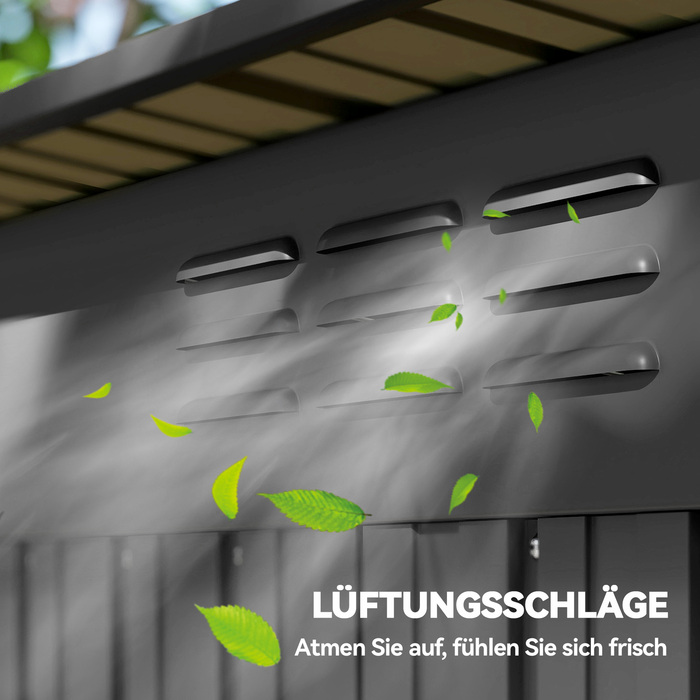 Металевий сарай Metall Gerätehaus 1,37 м², навіс для інструментів з легким встановленням, похила дах, розсувні двері, вентиляційні отвори, рукавички.