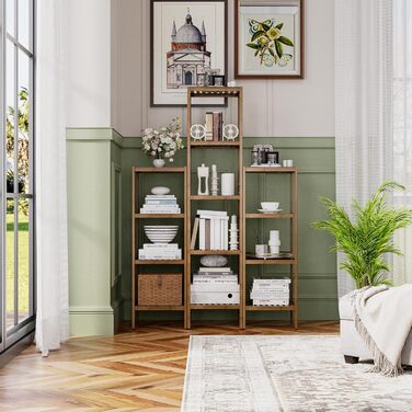 SMIBUY Поличка для ванної кімнати, 5 рівнів, бамбукова поличка, органайзер, багатофункціональна поличка для вітальні, спальні, кухні. 5 полиць (5 полиць, горіх)