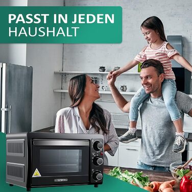 Міні-піч STEINBORG 15 л: піч для піци, випікання та підігріву. Економне споживання енергії, таймер 60 хв.