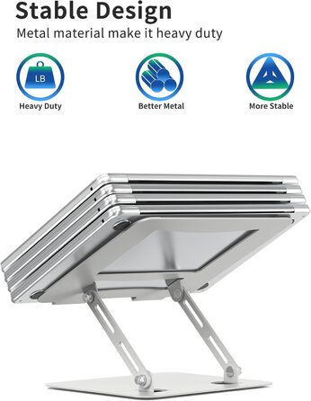 Підставка для ноутбука на стіл Soundance, чорна, регульована висота, металева, 10-15.6 дюймів