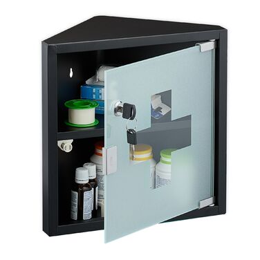 Шафка для медикаментів Relaxdays зі скляними дверцятами
