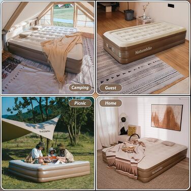 Надувний матрац Naturehike 2 особи, самонадувний з акумуляторним насосом, 198x152x45 см для кемпінгу та дому, легкий, зручний, швидко надувається