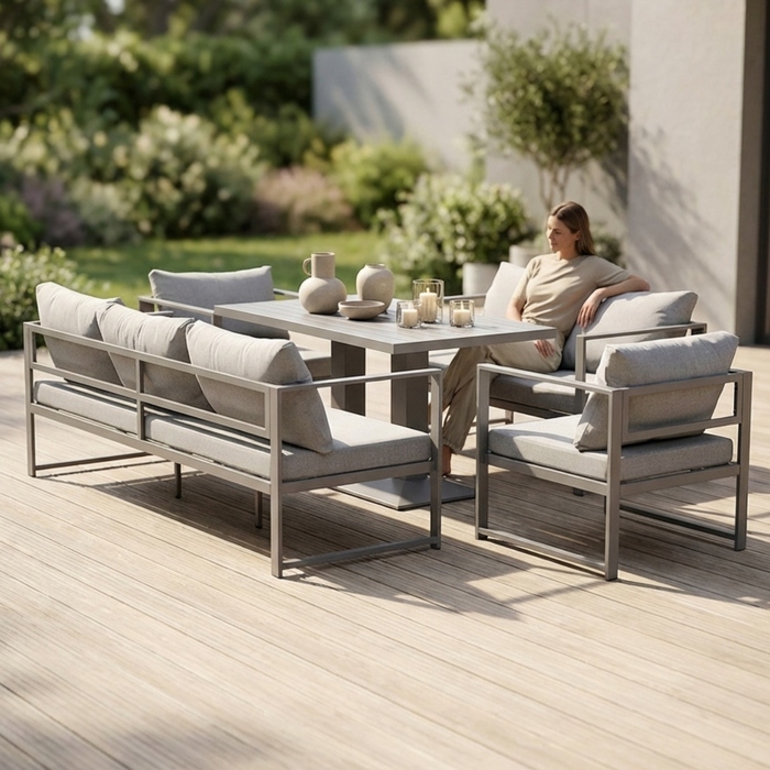 Комплект садових меблів зі сталі, сірий, 5 предметів