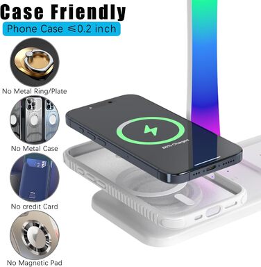 Підставка для навушників з бездротовим зарядним пристроєм, RGB-підсвічуванням, сумісна з AirPods Max, iPhone, Samsung. Подарунок для геймера