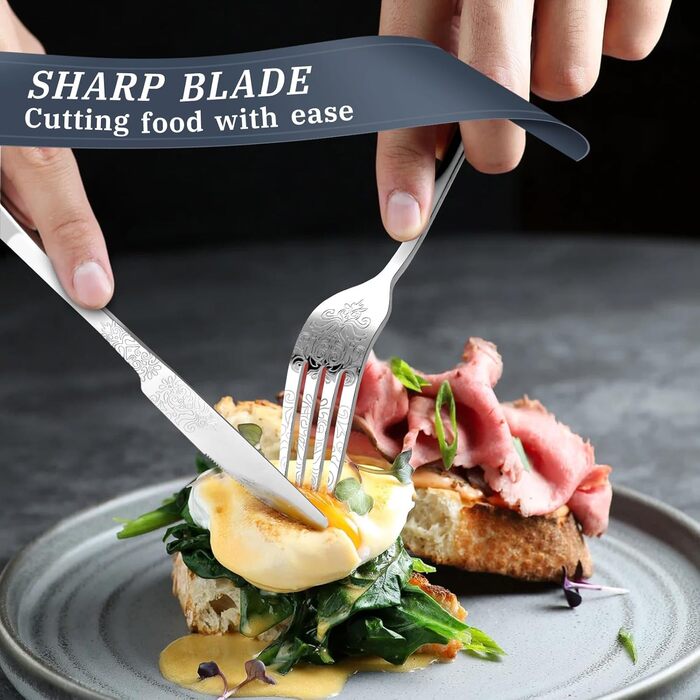 Набір столових приборів DRAGON RIOT Gold 30 предметів: нержавіюча сталь, для 6 осіб, з ножем, виделкою, ложкою, для дому, ресторану, вечірки.