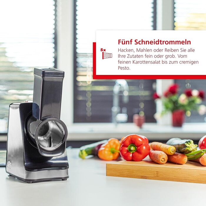 Електричний овочевий слайсер Solis Slice & More 8401 - 5 насадок, нержавіюча сталь, 350 Вт