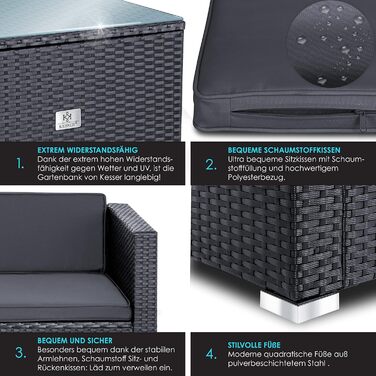 КЕССЕР® Lounge Aruba з ротангу - садовий лаунж для 4-5 осіб. Комплект садово-розсудних меблів: 3-місне софа, крісло, пуф, журнальний столик з подушками для саду, тераси та балкону, антрацит.