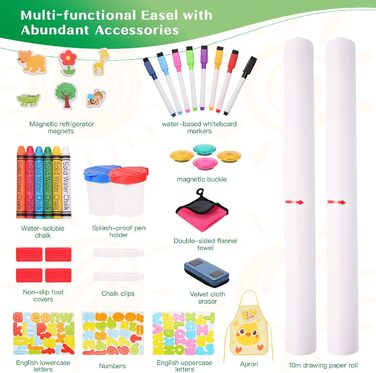 Дерев'яна іграшкова дошка Kinder: двостороння мольберт-дошка з аксесуарами для малювання, для дітей 3-12 років