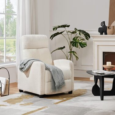 Крісло-релакс Yaheetech з регульованою підніжкою, крісло для телевізора, крісло-ліжак з тканини Boucle, колір слонова кістка