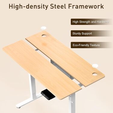 Регульований стіл 140x70 см з USB-портами, електричний, з пам'яттю та функцією відскоку, дерев'яний колір