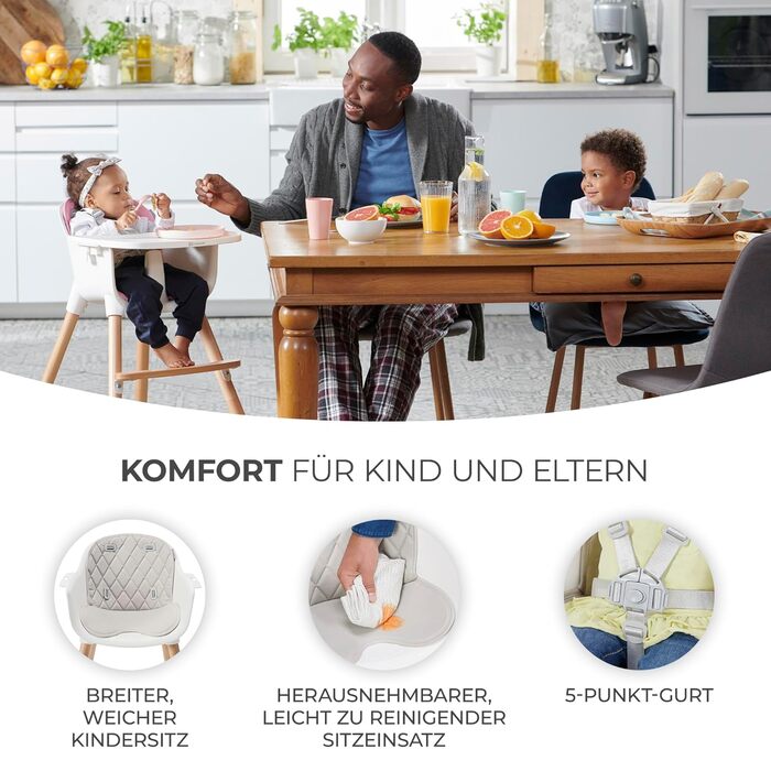 Дитячий стільчик Kinderkraft Sienna 2 в 1 сірого кольору, від 6 місяців до 4 років