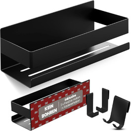 Поличка для душу без свердління - органайзер для ванної кімнати, чорний, нержавіюча сталь