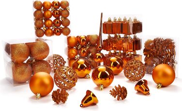 Набір з 101 предметів Brubaker, Різдвяні дрібнички з мережива дерева, помаранчеві ялинкові прикраси