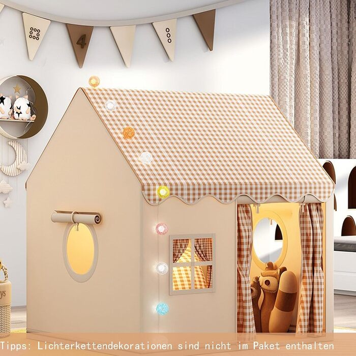 Дитячий намет для гри в приміщенні JRUKM - ігровий будиночок для дівчаток та хлопчиків, намет-ігровий будиночок для дитячої кімнати, для ігор та читання (нейтральні кольори)