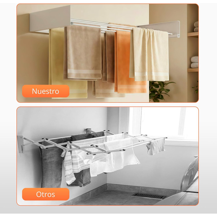 Настінна сушарка для білизни Jupplies, 120 см, розкладна, з алюмінію, 30 кг, для дому та вулиці (біла)