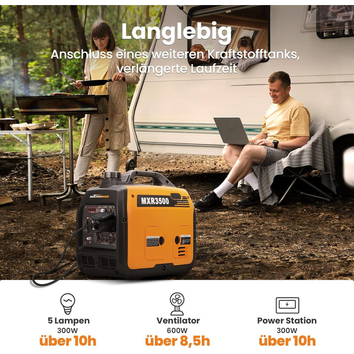 Інверторний генератор maXpeedingrods 3300W: тихий, портативний, для кемпінгу та подорожей, з USB та 230V, 4-тактний, бензиновий