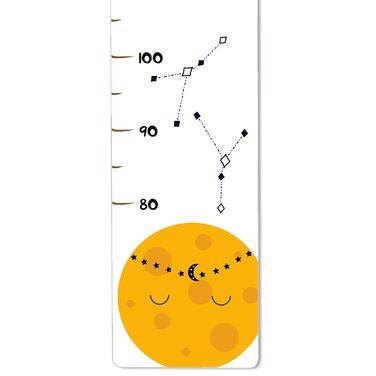 Дитяча дерев'яна вимірювальна палиця Holzura, вимірювальна палиця з іменем для дитячої кімнати, подарунок на день народження для хлопчика та дівчинки, дитяча вимірювальна палиця для вимірювання зросту (місяць та зірки, дерево з білим покриттям)
