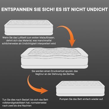 Надувне ліжко Luxchoice з електричним насосом для 2 осіб (205x155x38 см) - Dark Orange