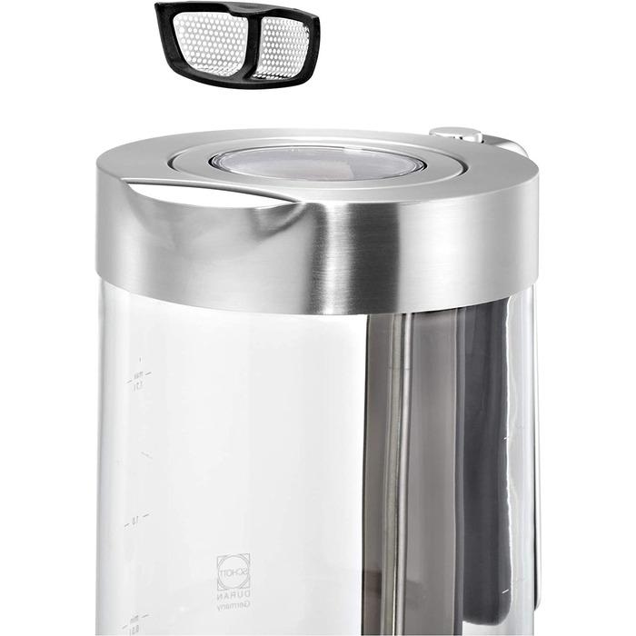 Електричний чайник WMF Lono зі скла, 1,7 л, з фільтром від накипу, бездротовий, 3000 Вт, матова нержавіюча сталь