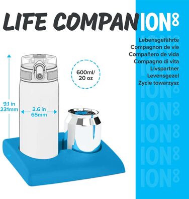 Пляшка для води Ion8, герметична, відкривається однією рукою, надійний замок, можна мити в посудомийній машині, ручка для перенесення, відкидна кришка, легко чиститься, конструкція ведмедя. (OneTouch 1.0, Koala)