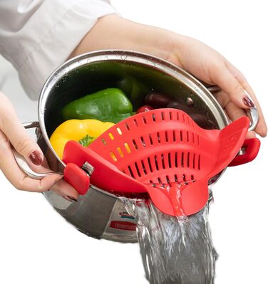 Силіконовий друшляк ZAIGON - без бісфенолу, багатофункціональний, можна мити в посудомийній машині (червоний)