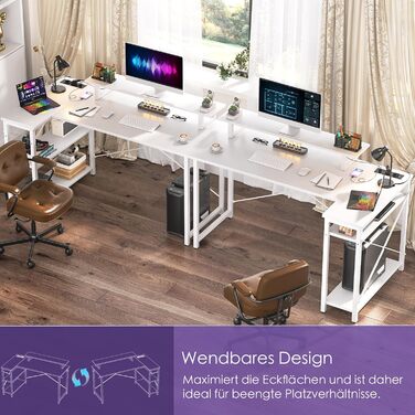 Ігровий кутовий стіл L-подібної форми з LED-підсвічуванням та розетками, 120x70 см, колір дуб (білий)