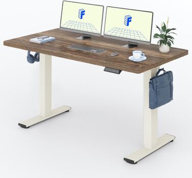 Регульований стіл FLEXISPOT 160x80 см з гачками та стільницею 25 мм, LED-дисплеєм та функцією пам'яті (Акорн, Білий)