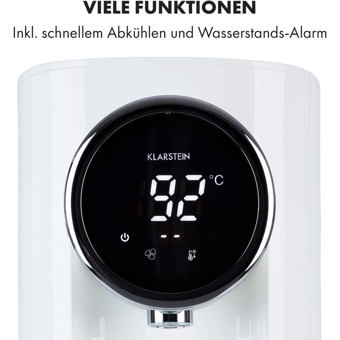 Klarstein Hot Spring Plus: Дозатор гарячої води, 5 л, LCD-дисплей, 45-95°C, нержавіюча сталь, захист від сухого кипіння та перегріву, блокування від дітей