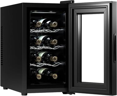 Витримання вина Cecotec Bolero Grandsommelier 830 Coolcrystal: 8 пляшок, термоелектрична охолодження, регулювання температури 8-18°C, сенсорне керування, LED-підсвітка, без шкідливого газу, чорний колір