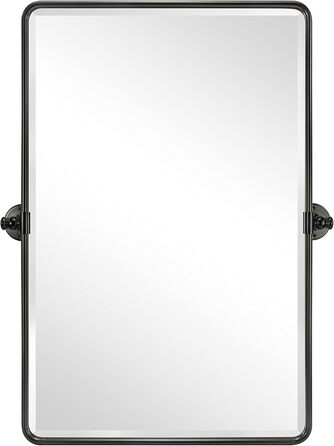 Дзеркало для ванної кімнати TEHOME 50,8 x 61 см, поворотне, матовий чорний, прямокутне, з металевим каркасом, для вертикального кріплення на стіну