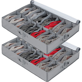 Комод під ліжком для зберігання взуття 2 шт., системи зберігання взуття з 32 відділеннями, Ящик для зберігання взуття під ліжком, складаний ящик для зберігання взуття з кришкою (16 16(Базова опора))